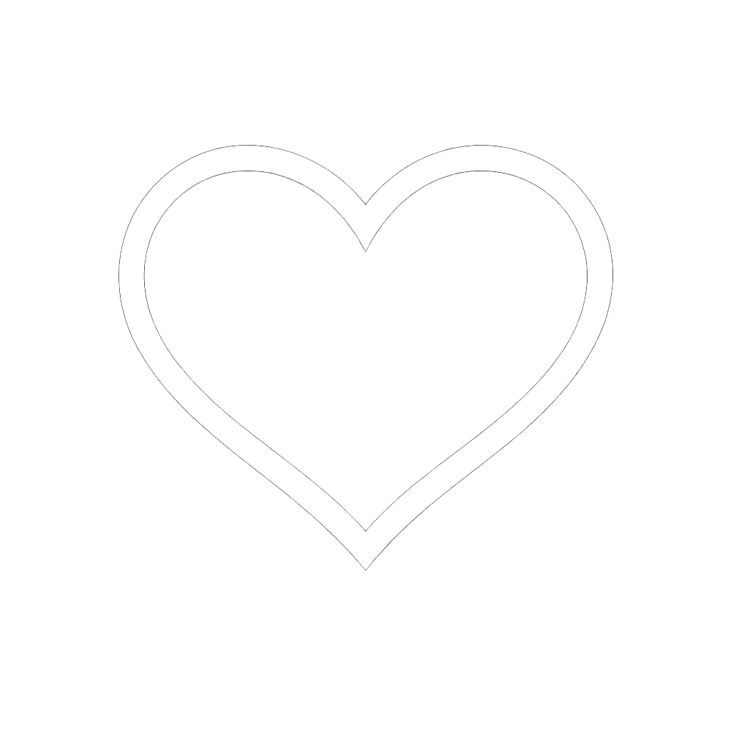 White Bold Heart Icon Outline