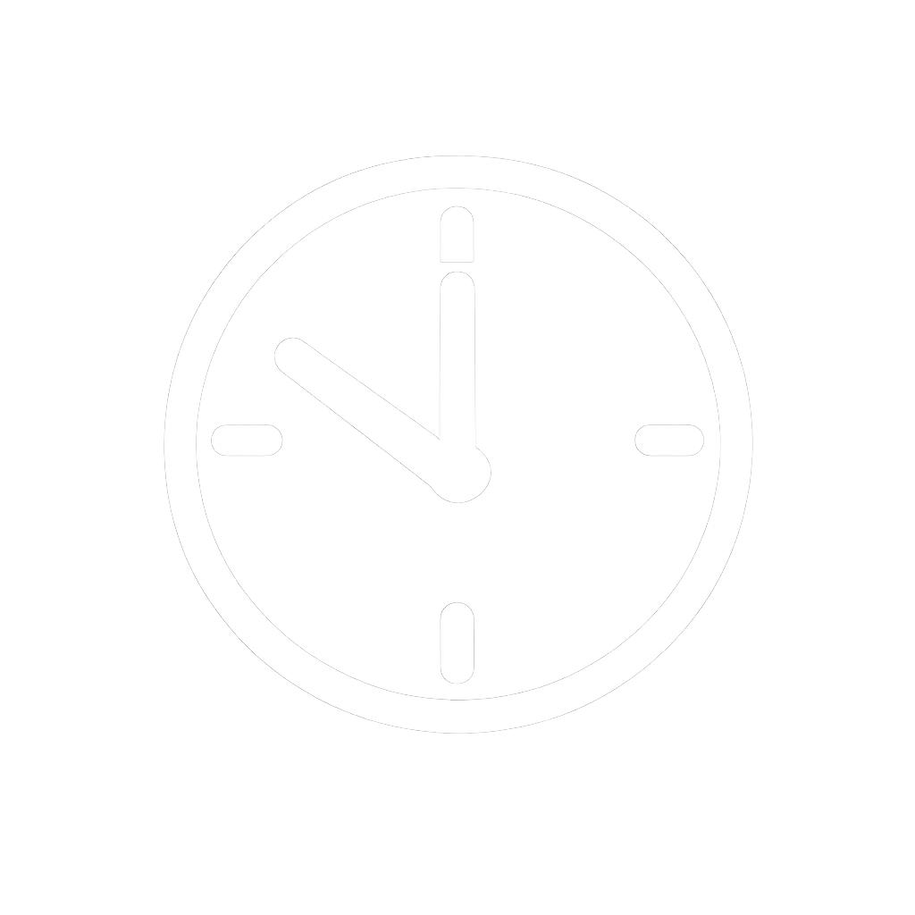 White Clock Icon with Bold Thicker Outline-2