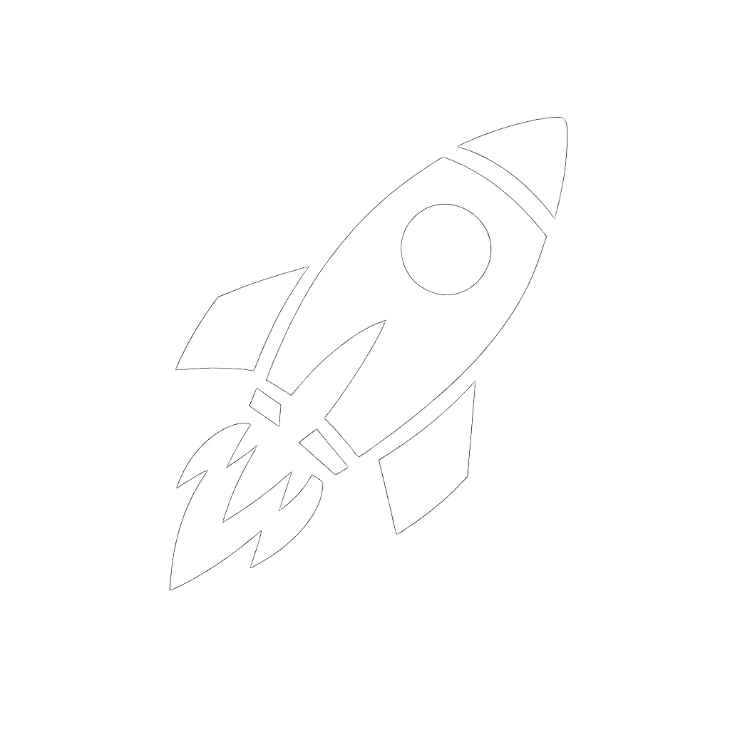 White Rocket Icon in Bold Style