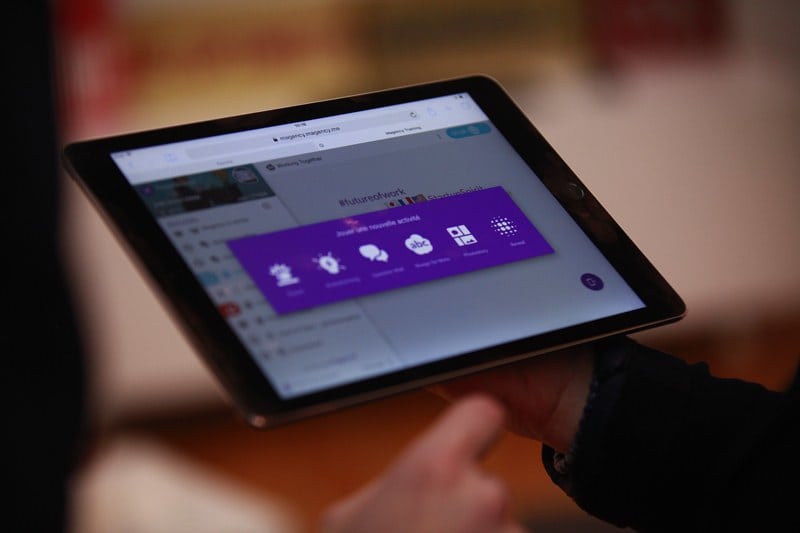 An app open on a tablet